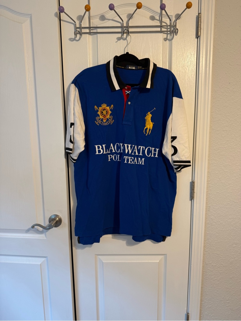 Polo by Ralph Lauren Blue & White Blackwatch Polo Team Rugby Shirt